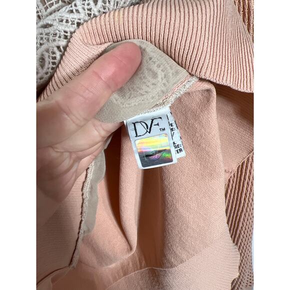 Diane Von Furstenberg Jordana Pink Peach Lace Knit Sweater Blouse Classy Elegant - Picture 6 of 9